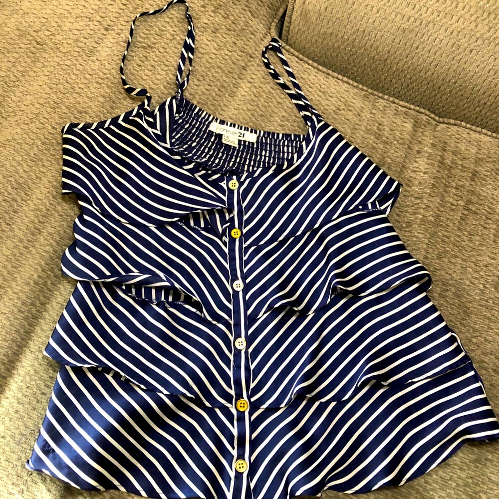 EUC. Nautical blouse! Beautiful Blue and white